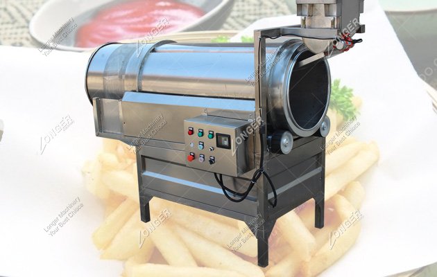 Continuous French Fries Seasoning Machine|Single-drum Snacks Flavoring Machine