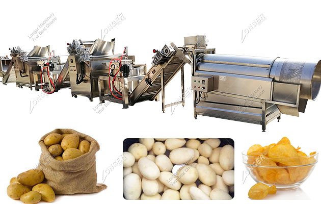 Fully Automatic Potato Chips Processing Plant Factory 500KG/H