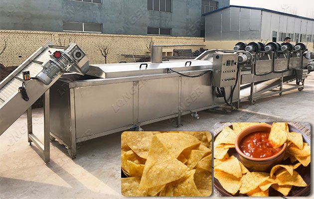 Continuous Corn Chips Frying Machine